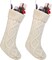 Cable Knit Christmas Stockings Kits Solid Color White Ivory Classic Decorations 18", Set of 2